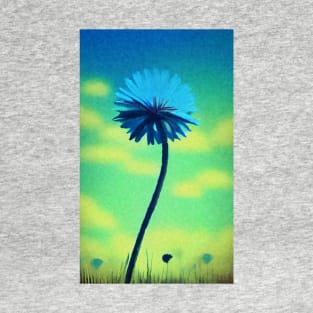 Blue Dandelion against a summer sky - Abstract style painting T-Shirt